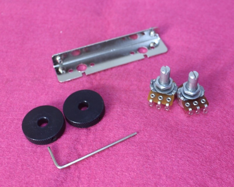 Rhythm Roller Knobs Solid Shaft Mini Pots Kit w/ Bracket For Fender Jazzmaster