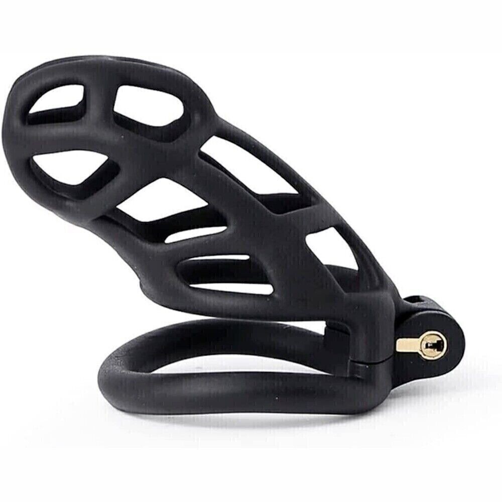 Male Chastity Cage Belt Silicone Device Delay Ejaculation Scrotum Squeeze Ring