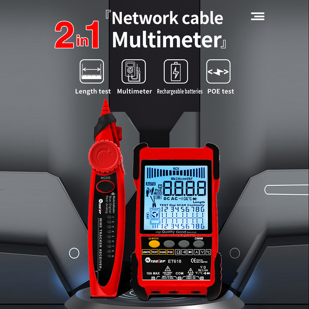 ET616 Handheld Portable Cable Tester with LCD Display Analogs A7F0