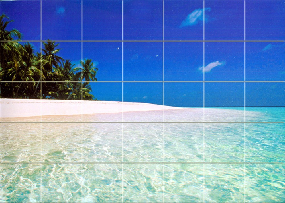 Art Mural Ceramic Backsplash Palm Beach Ocean Tile #360