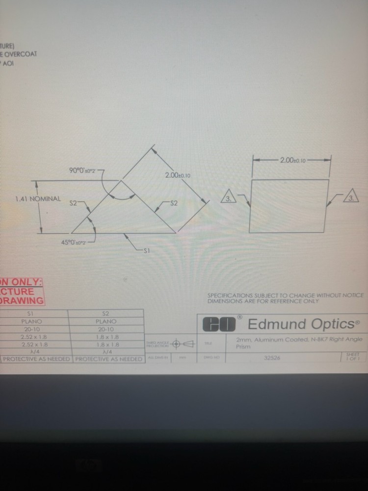 Edmund Optics Laser 2 mm prism