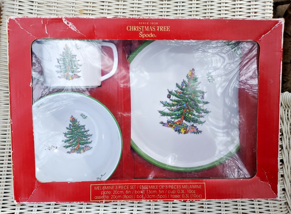 Spode Christmas Tree Melamine Children 3-Piece Place Setting Set, Service for 1