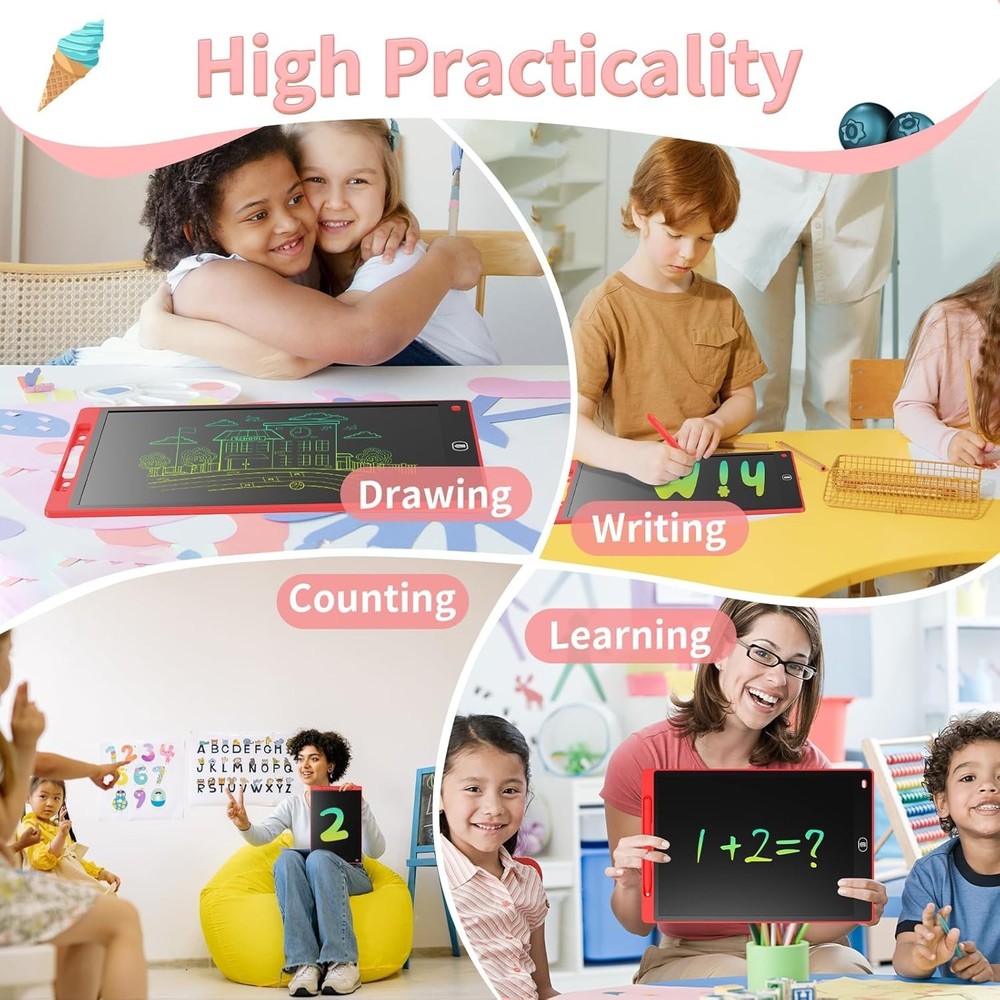 2 Pack] LCD Writing Tablet 8.5-Inch Colorful Doodle Board, Toddler Learning E...