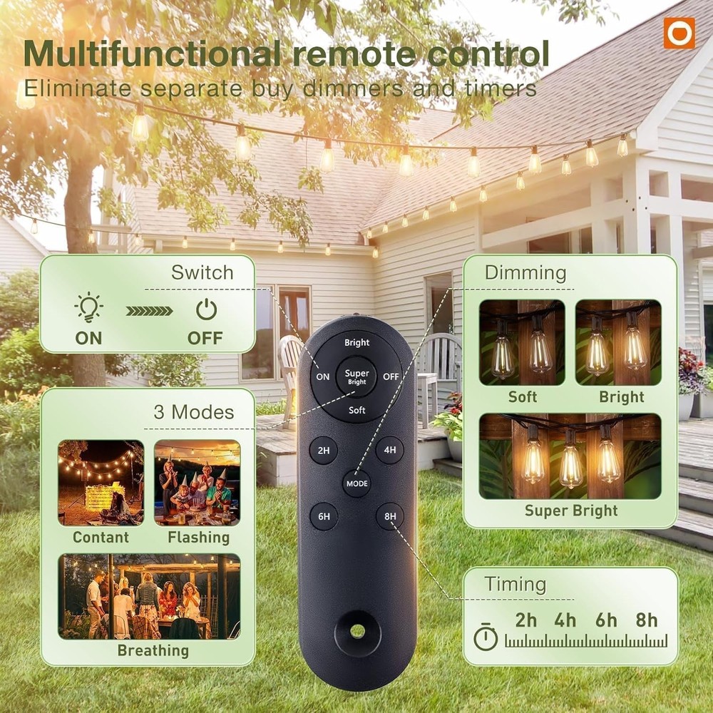 Addlon 54(48+6) FT Solar String Lights Waterproof,Patio Lights Solar Powered wit