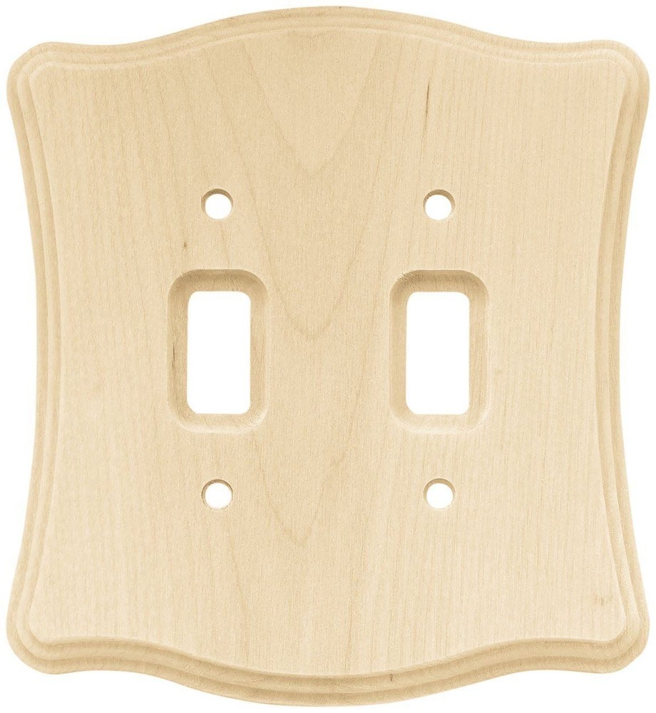 Wood Scalloped Double Switch Plate - Unfinished