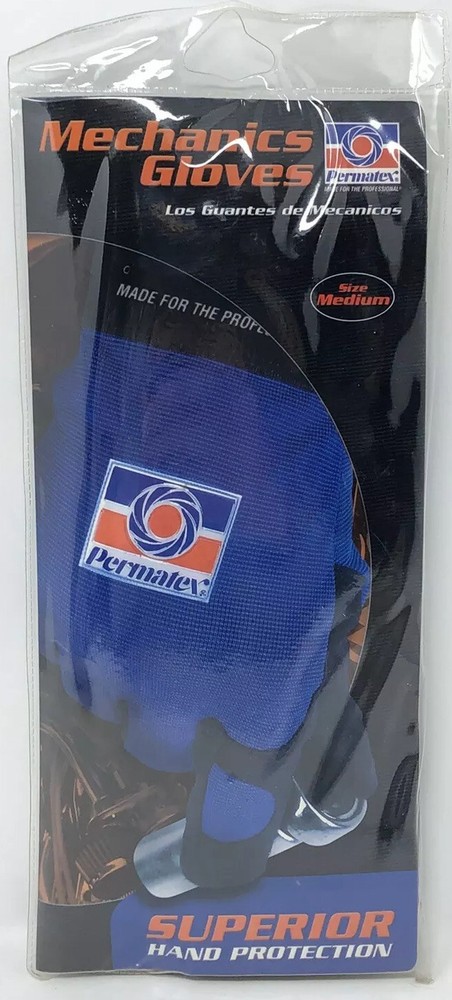 Permatex Mechanics Gloves — Blue/Black Size Medium — Durable Garage Comfortable