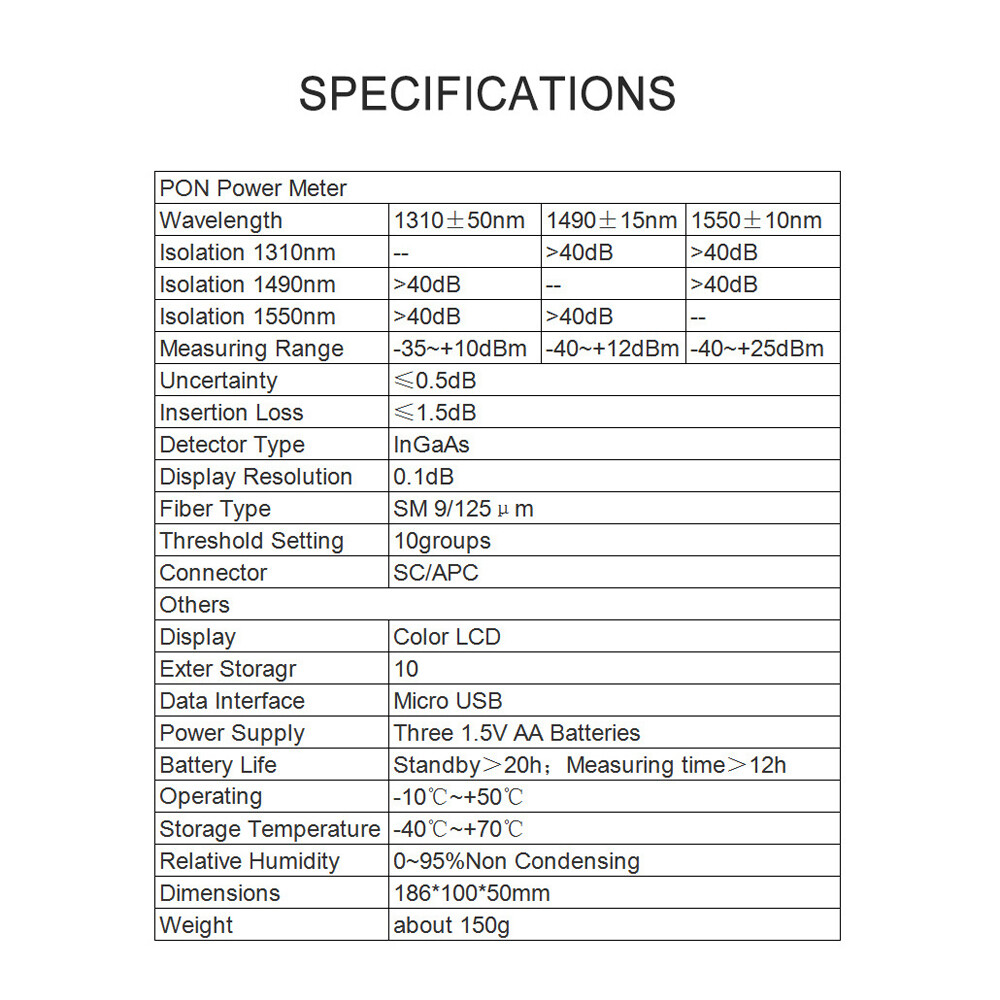 Handheld PON Meter Optical Tester Network Ten Data A7Q4