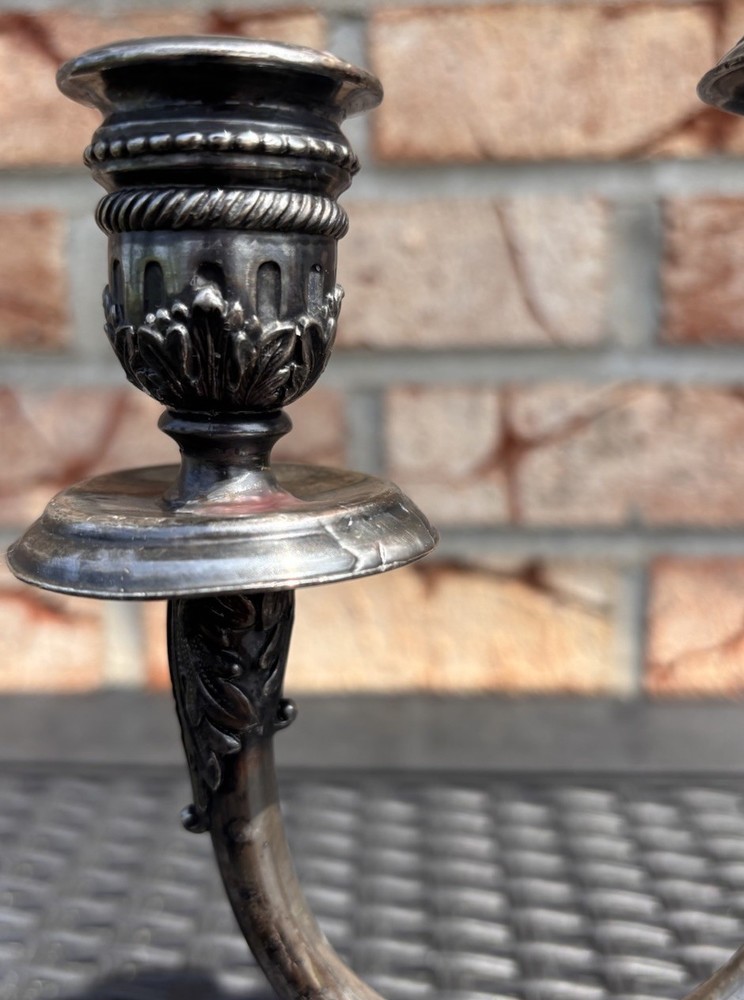 Vintage Silver Plated Double Candlestick Elegant D6132