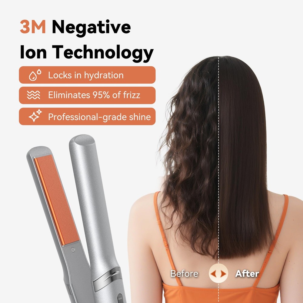 Mini Flat Iron 0.8 Inch with Negative Ion, 15s Fast Heating, Adjustable Tempe...