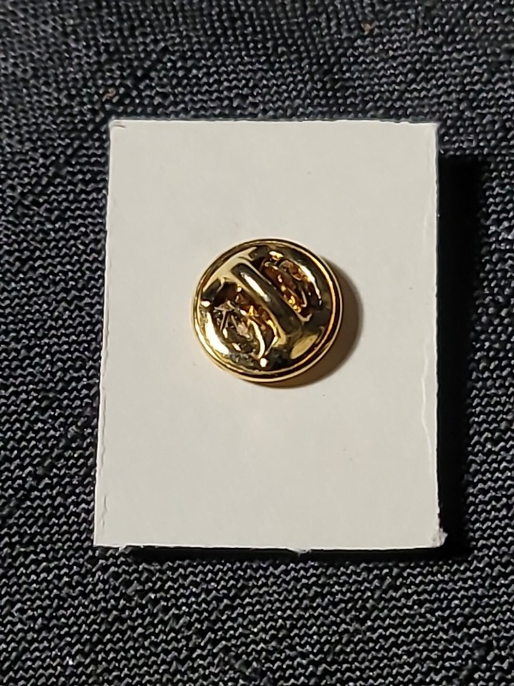 Masonic Square & Compass Symbol Clear Rhinestones Gold Tone Lapel Pin Button