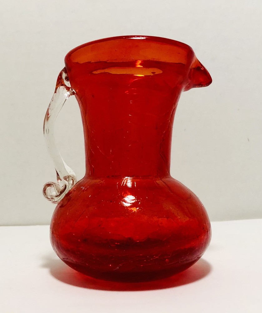 5 inch hand blown ruby red vase