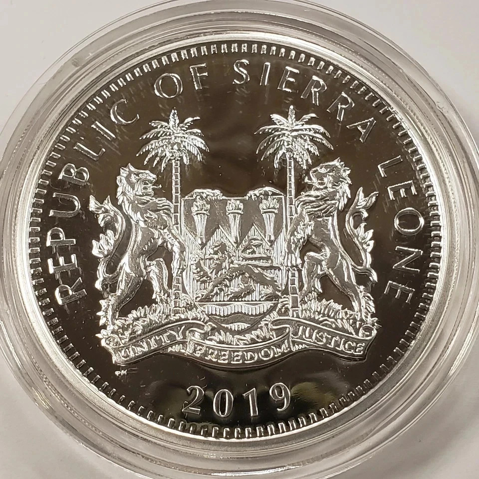 Big 5 Leopard - 2019 Sierra Leone $20 2oz Silver High Relief w/ Display Case