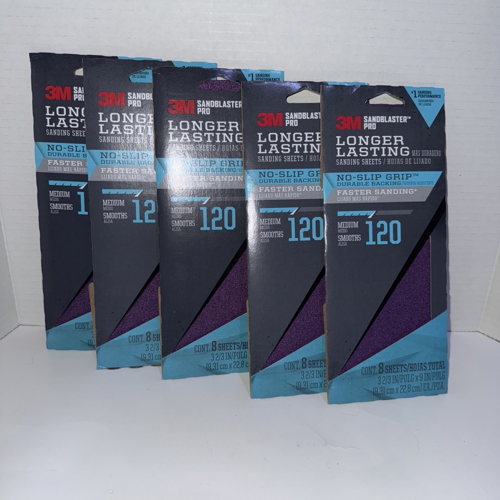 3M SandBlaster Pro 120 Grit Sandpaper Sheets for Smooth Sanding
