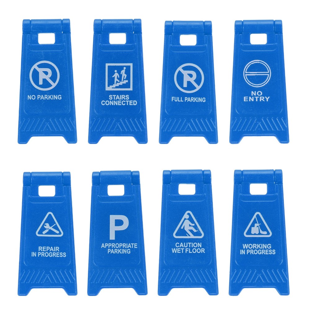 Miniature Warning Sign, Warning Signs (Blue, 8pcs)