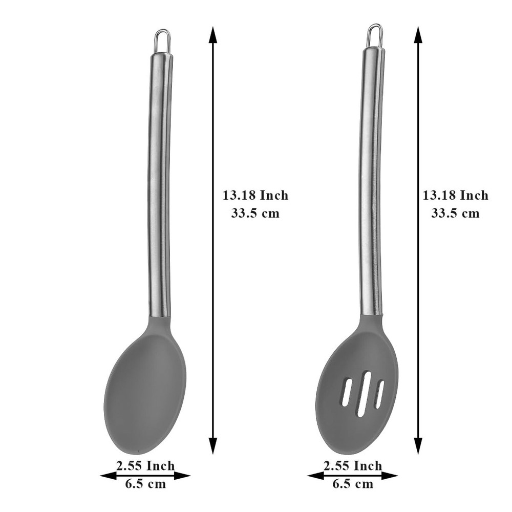 Silicone Cooking Spoon Set, ReaNea Solid Spoon, Slotted Spoon, Heat Resistant...