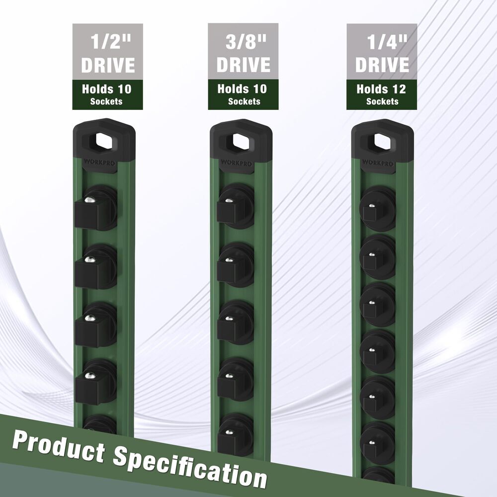 Magnetic Socket Organizer 1/2" Drive Heavy Duty Socket Holder Socket Rack Kit US