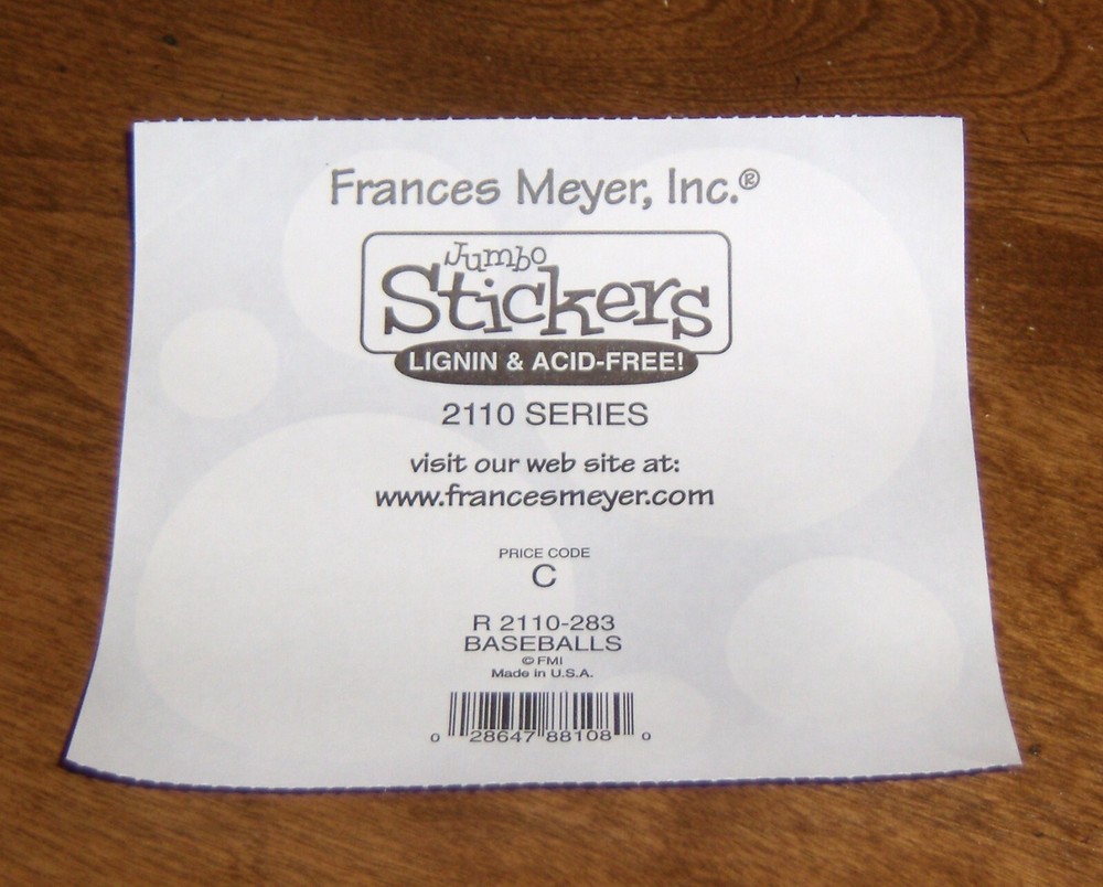 Frances Meyer Sticker Sheet ~ Baseballs