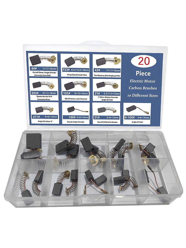 20Pcs 10 Sizes Electric Motor Carbon Brushes Replacement For Power Tool E#