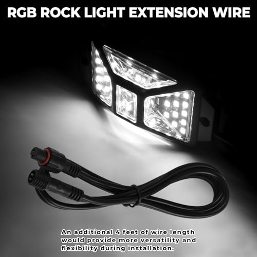 4PCS 4FT 2 Prong Rock Lights Extensions Wire, Waterproof 4pcs 4ft extensions