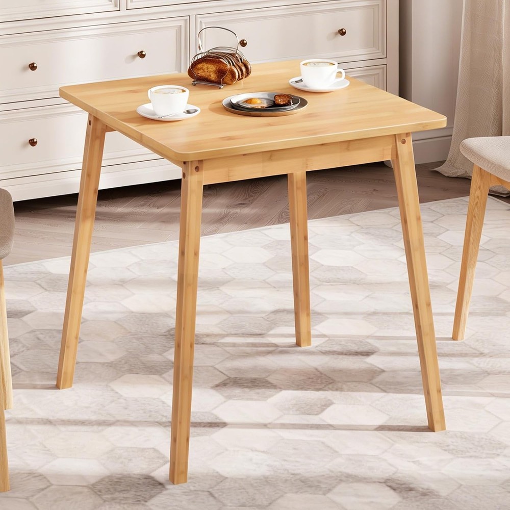 Dining Table Bamboo Rectangle Kitchen Table for 4-6 ,Easy to Assemble,