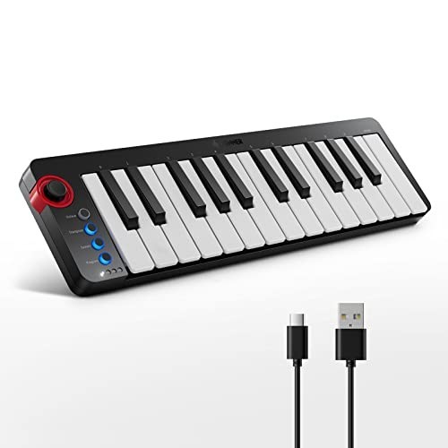 25-Key MIDI Keyboard Controller for Beginners - Velocity-Sensitive Keys & Light-