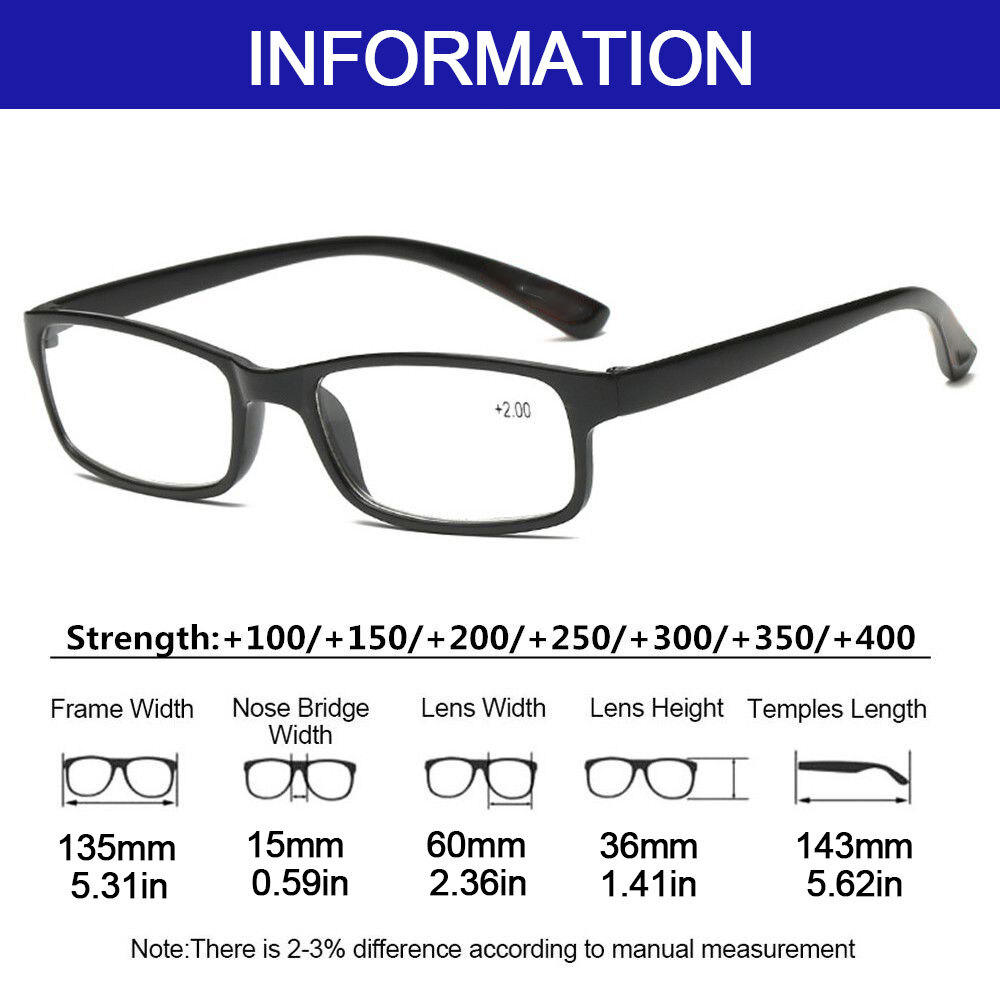 Reading Glasses Men Classic Framed Computer Reader High Quality Rectangular