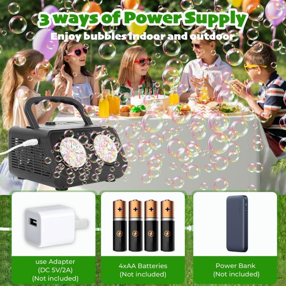 Automatic Bubble Machine Upgrade Bubble Blower w/2 Fans, Portable Bubble Maker