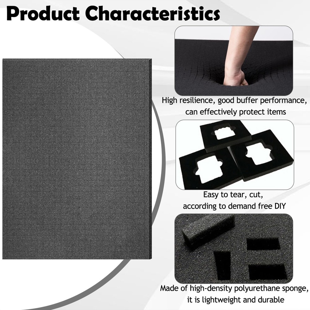 16" x 12" Pick and Pluck Foam Inserts for Tool Box – 8 Pack High-Density Poly...