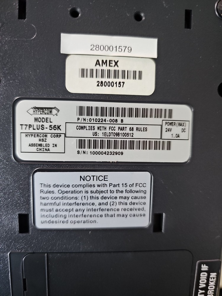 NEW OPEN BOX HYPERCOM T7PLUS-PIN Card Reader Printer SKU217125