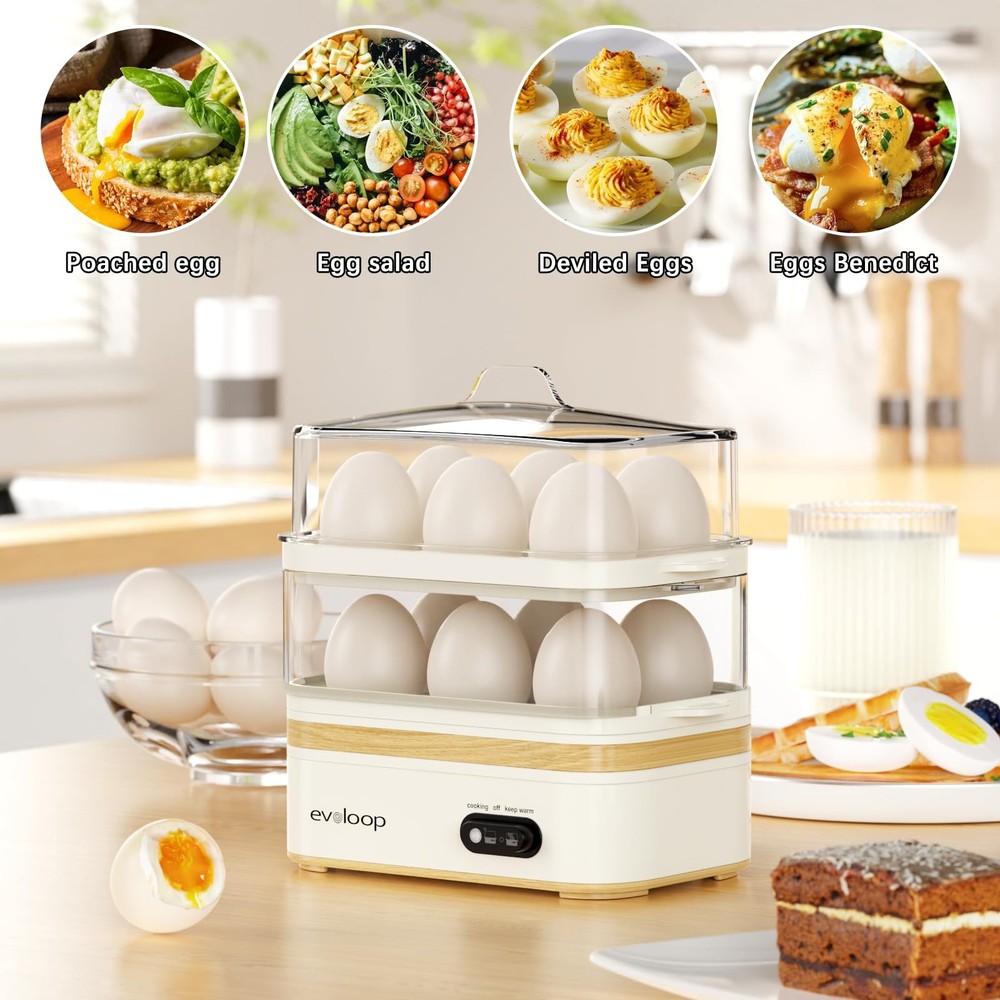 Rapid Egg Cooker Electric for 12 Eggs Soft Medium Hard Boiled