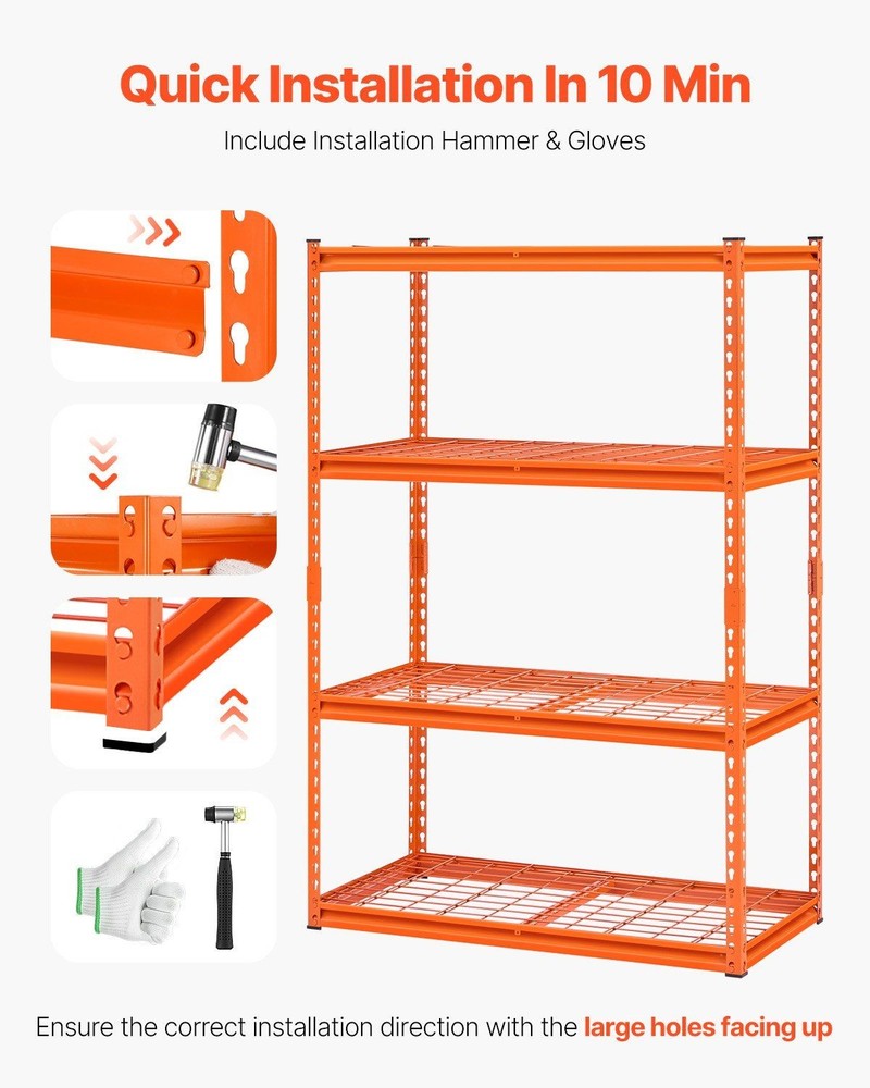 4Tier 2400lb Max Load Adjustable Metal Storage Rack