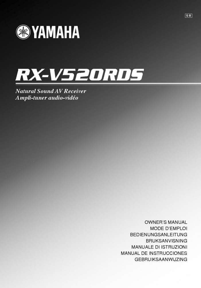 Yamaha RX-V520RDS Receiver Owners Manual