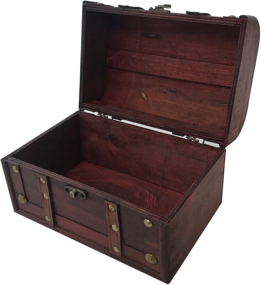 Decorative Wood and Leather Treasure Chest - Stylish Lockable Storage Solution