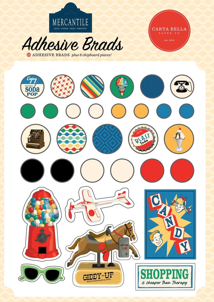 Carta Bella Decorative Brads-Mercantile