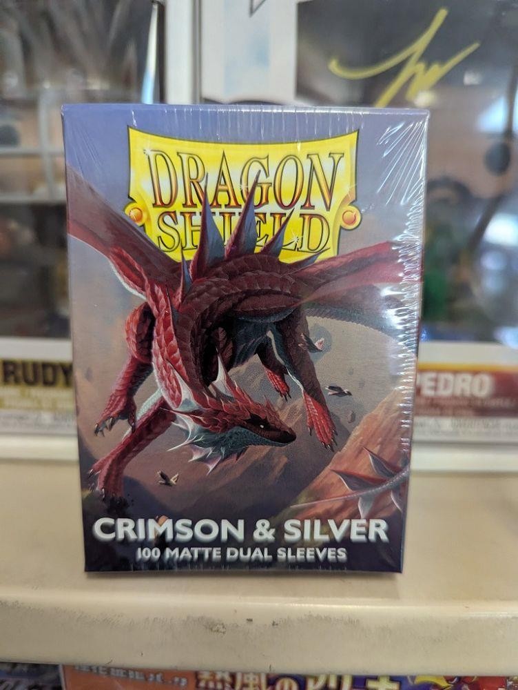 Dragon Shield Dual Matte Crimson & Silver (100ct) Protective Sleeves