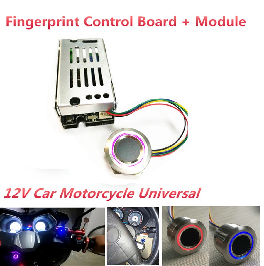 12V Universal Fingerprint Control Board Fingerprint Module LED One Key Start