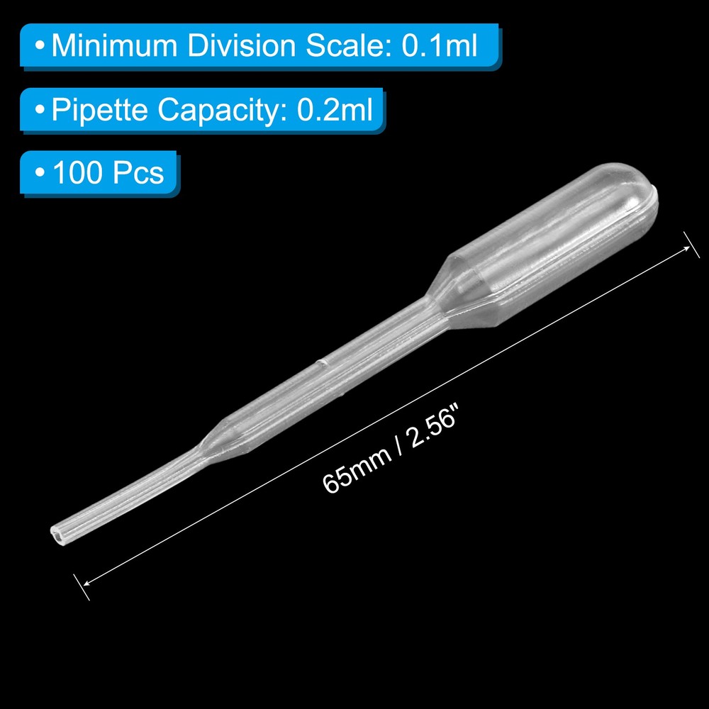 Disposable Transfer Pipette, 100pcs 0.2ml LDPE Polyethylene Plastic Pipette
