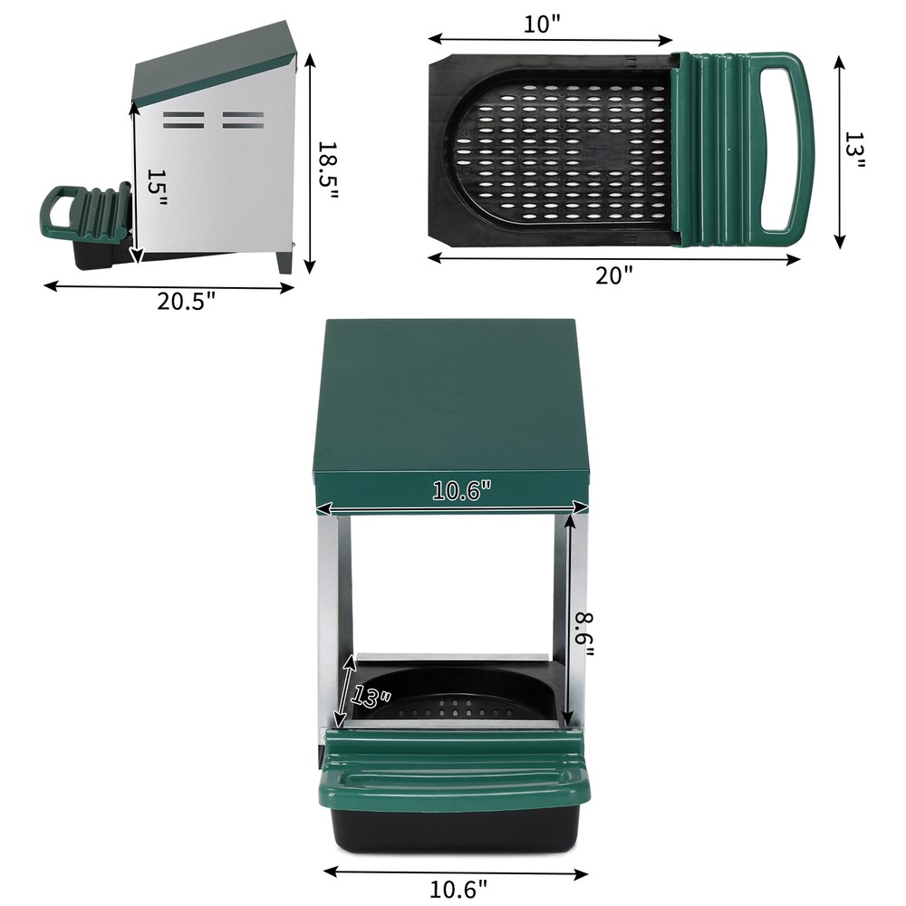 Single Roll Out Chicken Nesting Box with Plastic Basket Chicken Coop Box Green