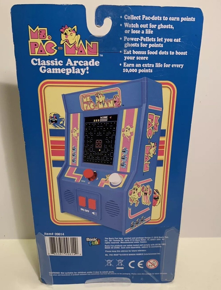 NEW Ms. Pac-man Handheld Electronic Mini Handheld Arcade Game Basic Fun #09614