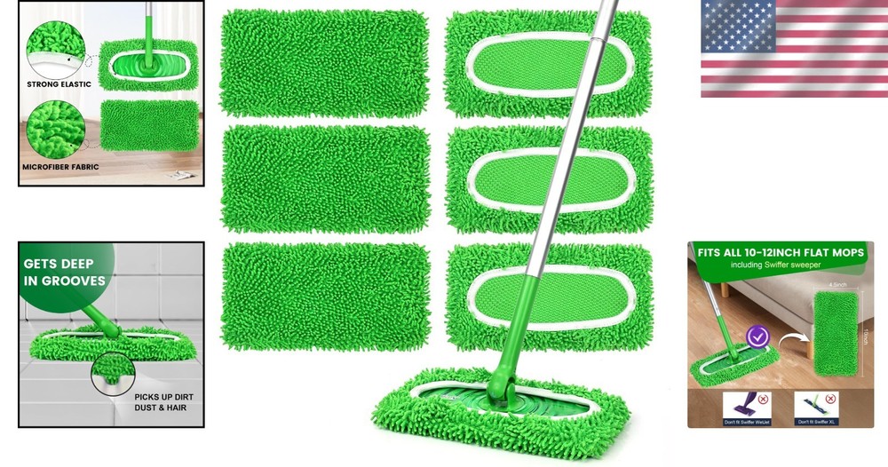 High Absorbency 6 Pack Mop Pads for Sweeper Mops - Washable & Durable