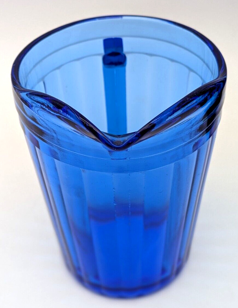 Cobalt Blue Glass Pitcher Pressed Glass