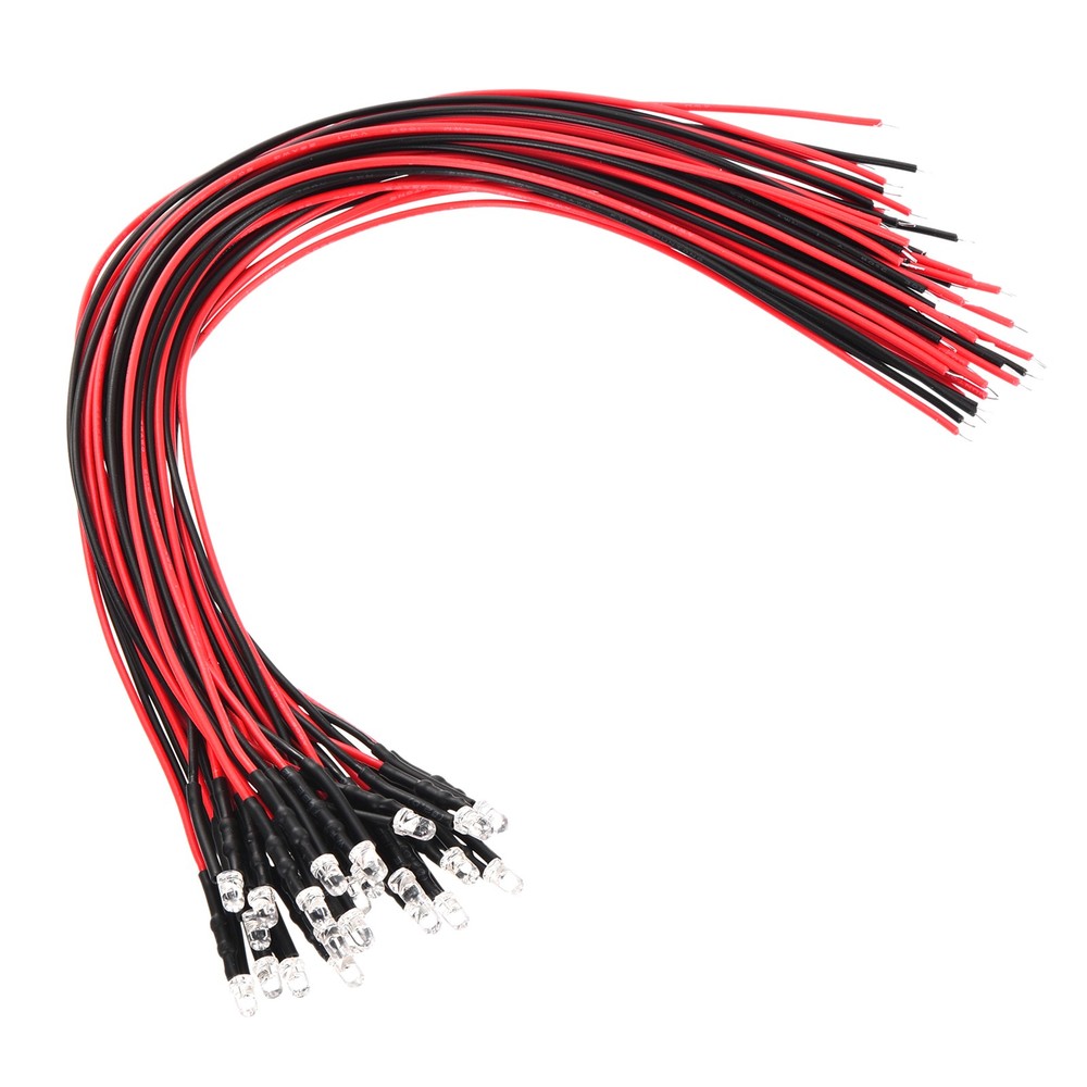 3mm LED Diode Light, 20 Pcs 3V DC, Pure White Light