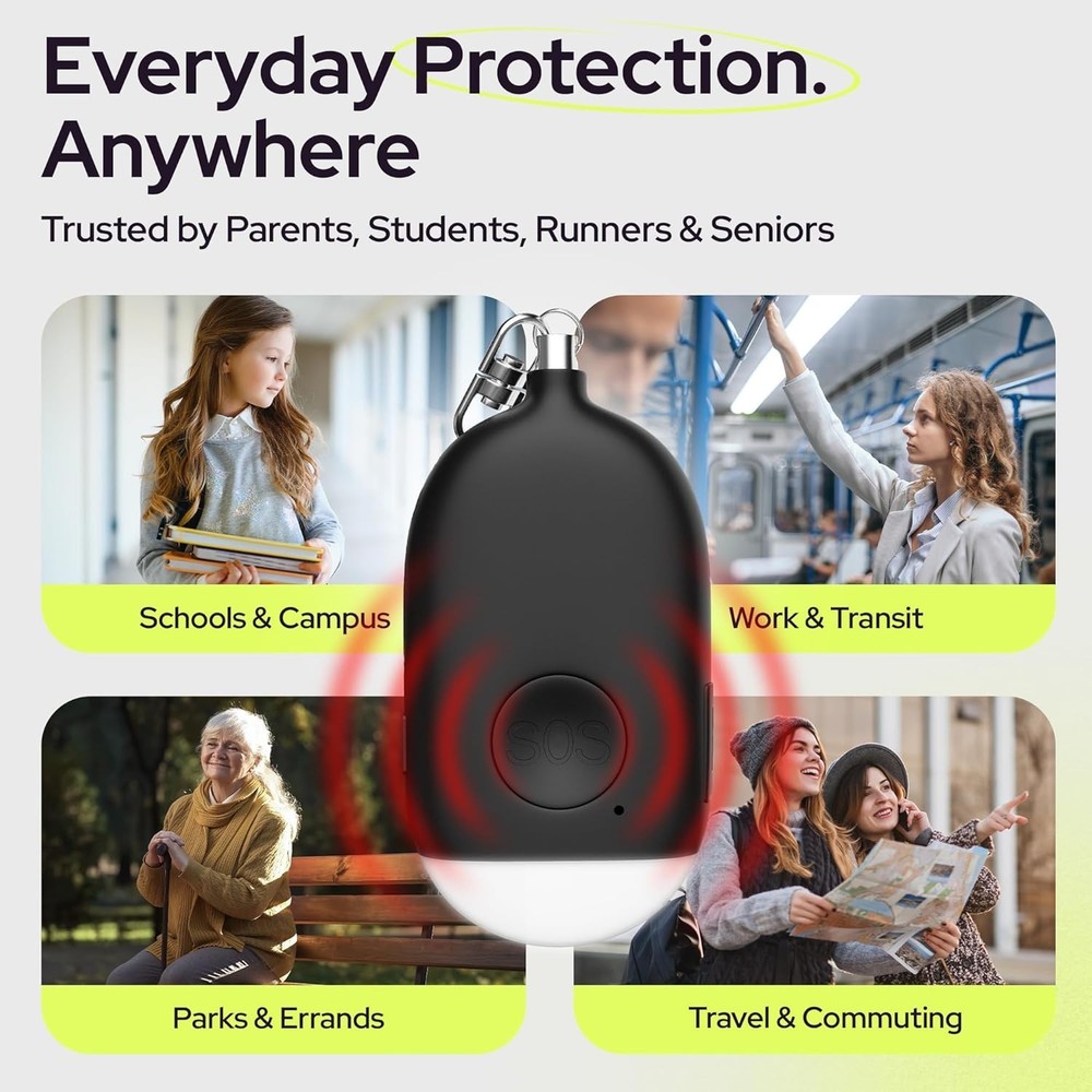 TSA-Approved Rechargeable Safety Alarm Keychain - With Panic Button & Light