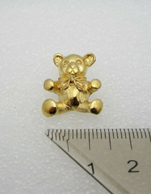 Gold Tone Teddy Bear with Bow Lapel Pin (A122)