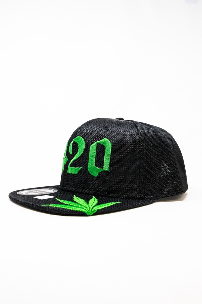 420 Leaf Snapback Black Hat