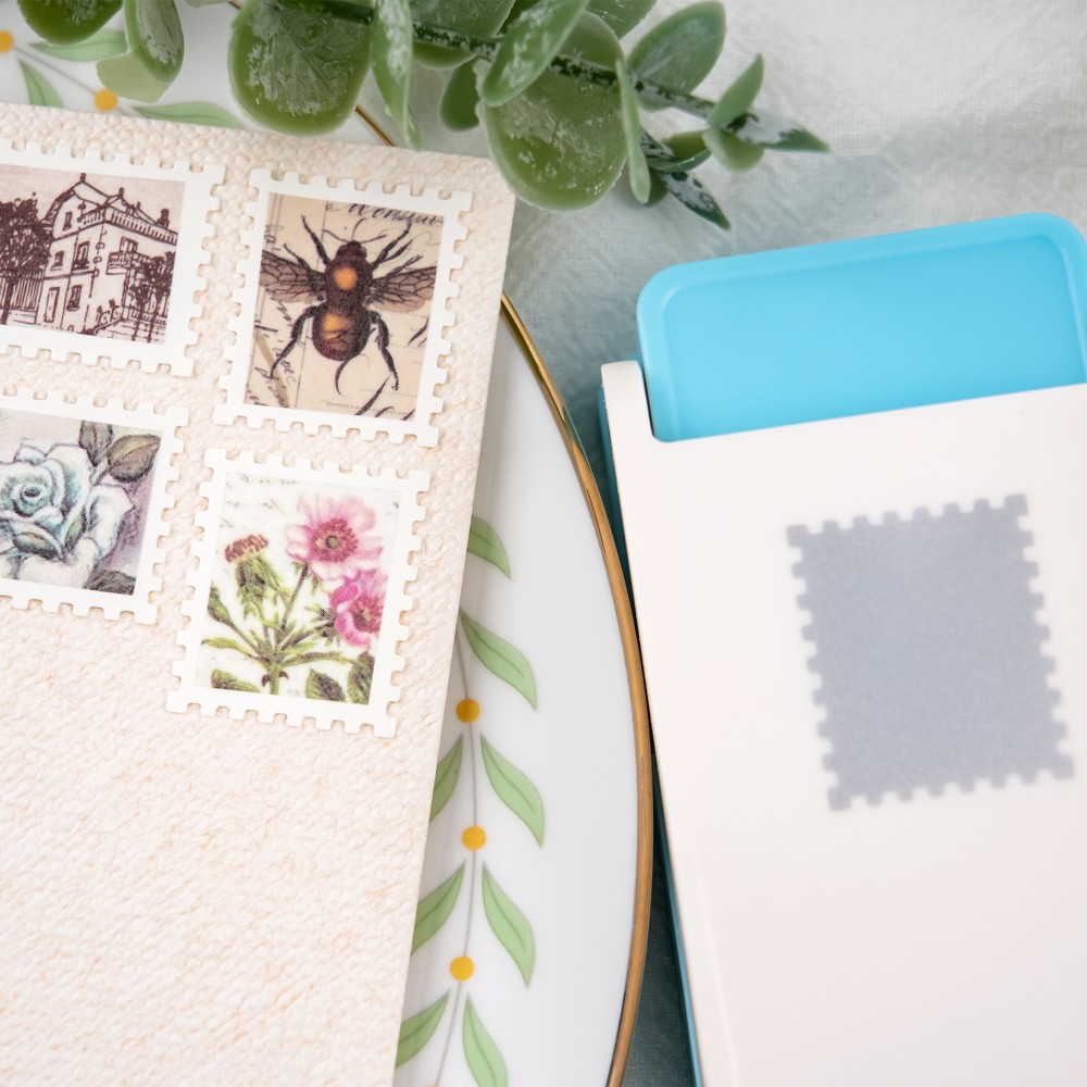 Silver 1x0.8inch Rectangular Postage Stamp Punch for Paper Crafting Scrapbooking