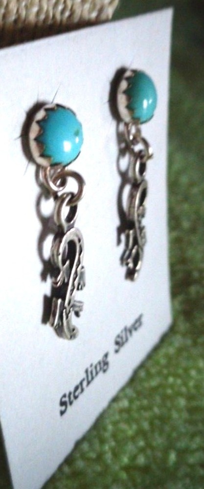 STERLING SILVER TURQUOISE LIZARD EARRINGS