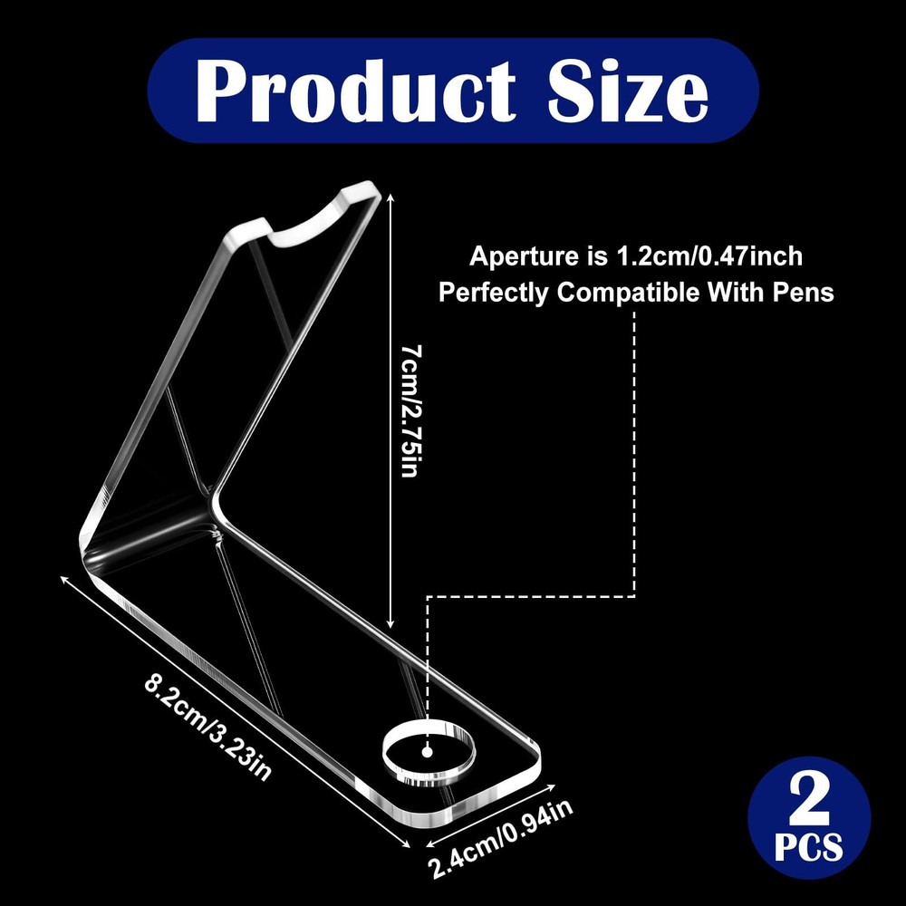 2 Pcs Acrylic Pen Display Stand, Clear Single Holder,