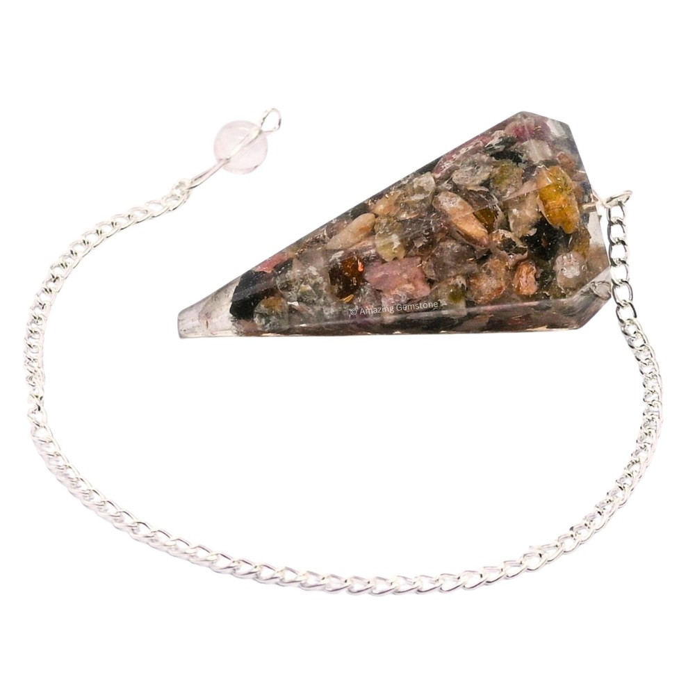 Multi Tourmaline Orgone Crystal Pendulums