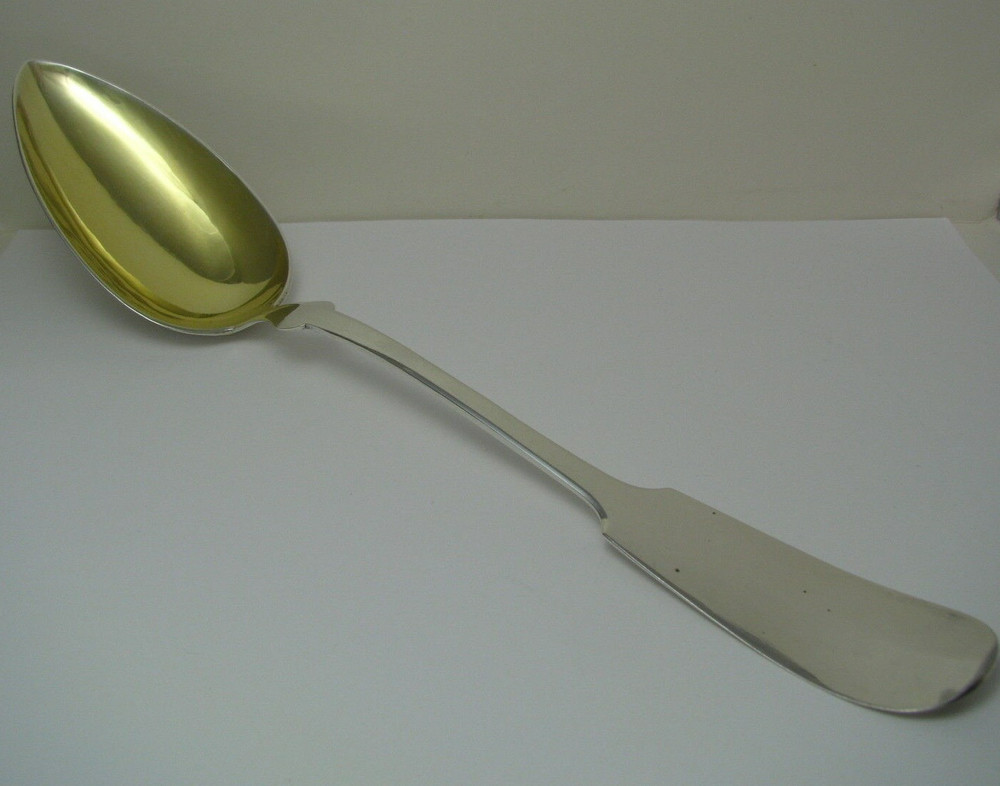 SOLID SILVER SPOON BASTING STUFFING SERVING SPOON by Guttenhöfer Germany ca1900s